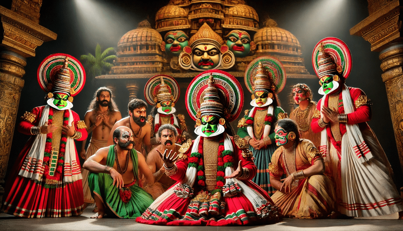 Global adaptation of Shakespeare’s Macbeth performed in Kathakali style, showcasing cultural fusion in theatre.