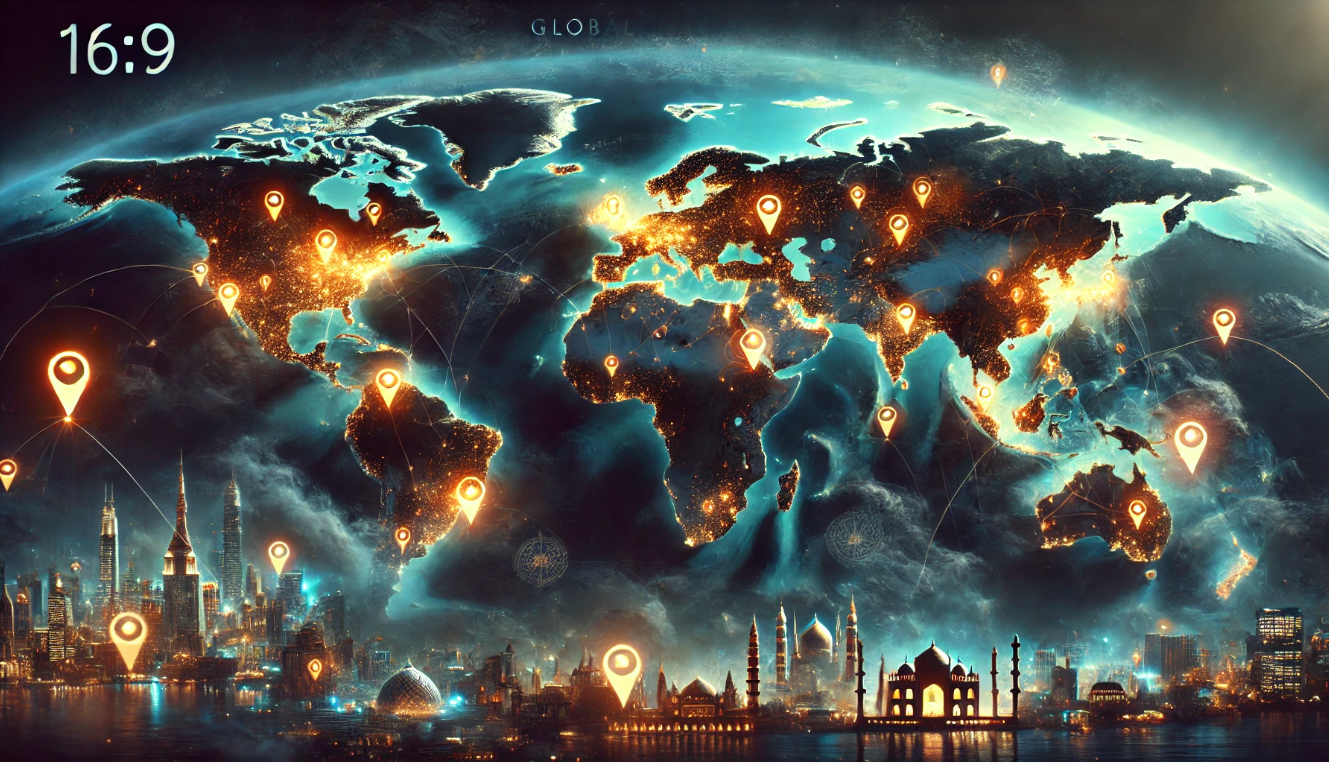 Global map showcasing the worldwide performances of Shakespeare’s plays, highlighting their universal appeal and cultural impact