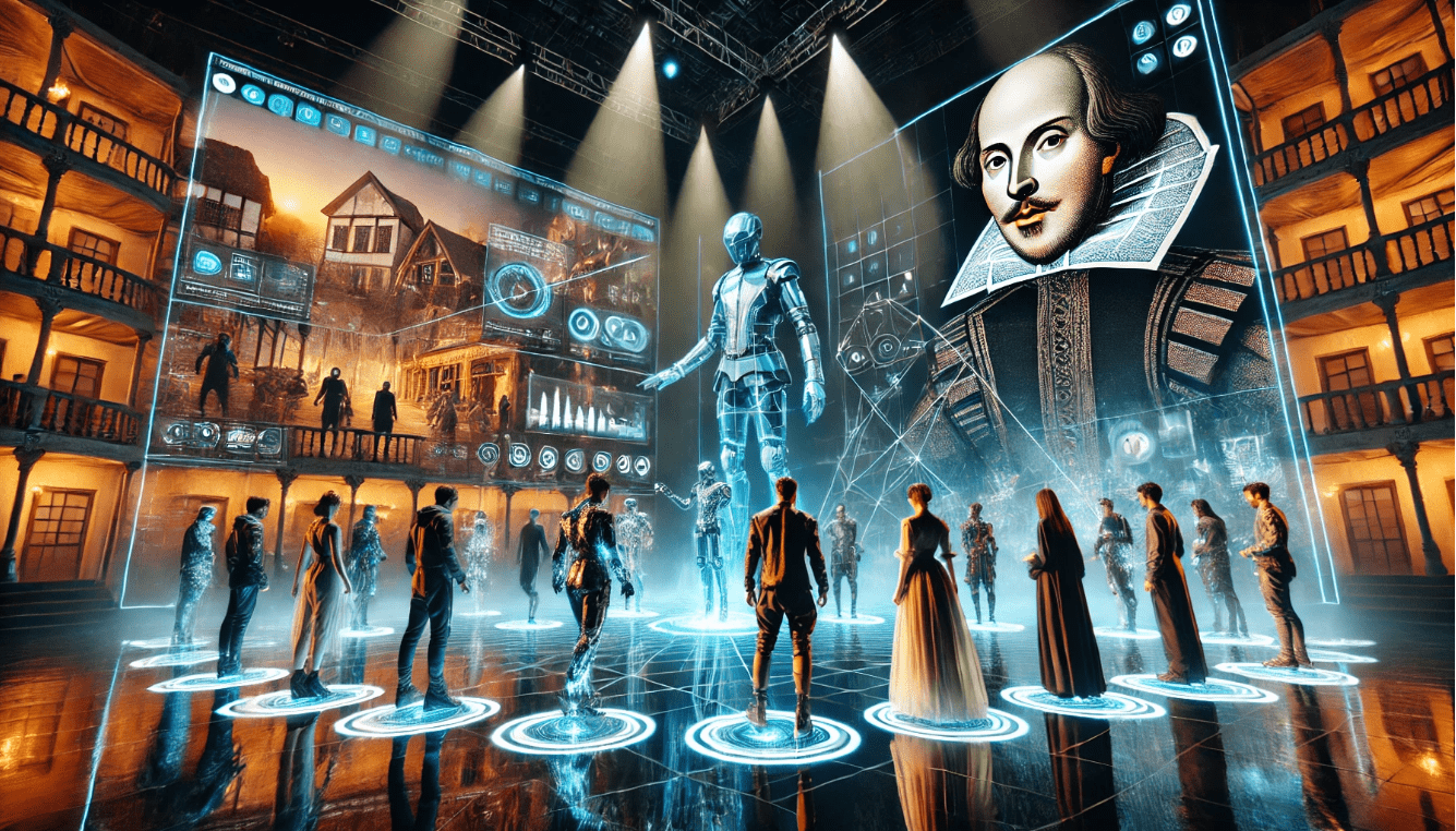 Futuristic Shakespearean theatre production using immersive technology and digital projections