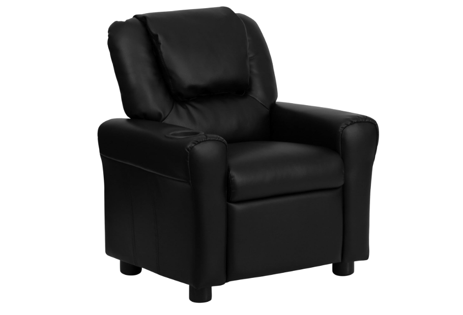  Flash Furniture Vana LeatherSoft Kids Recliner with Cup Holder, Headrest, and Safety Recline, Contemporary Reclining Chair for Kids, Supports up to 90 lbs