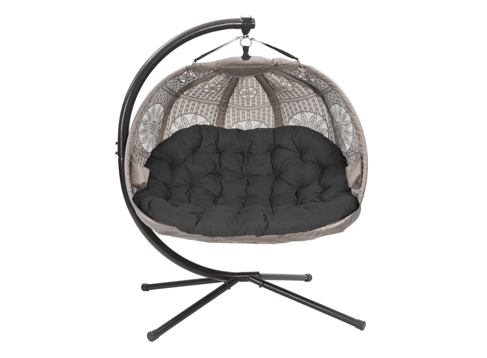  FlowerHouse FHPC100-DCBLK Hanging Pumpkin Loveseat Dreamcatcher with Stand and Cover, Sand/Black Cushion