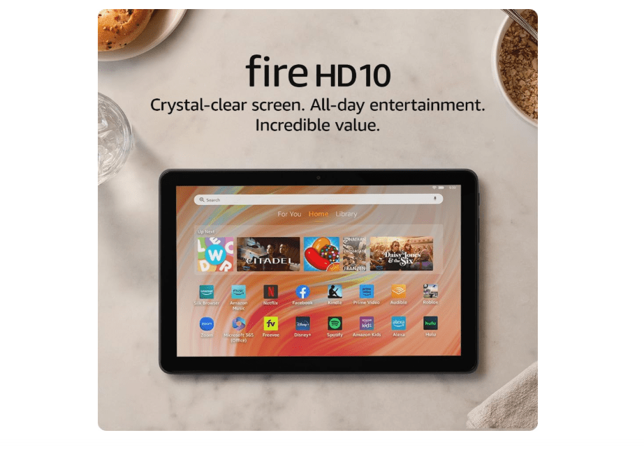  Amazon Fire HD 10 tablet (newest model) built for relaxation, 10.1" vibrant Full HD screen, octa-core processor, 3 GB RAM, 32 GB, Black
