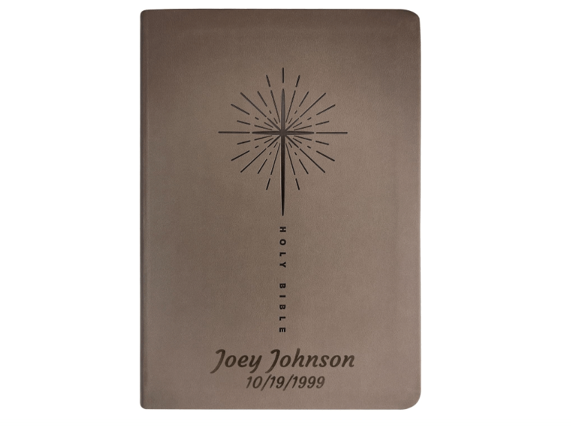
Personalized NLT Trutone Bible New Living Translation Faux Leather Holy Bible with Custom Name and Text, Red-Highlighted Verses and Star Cross Design |...