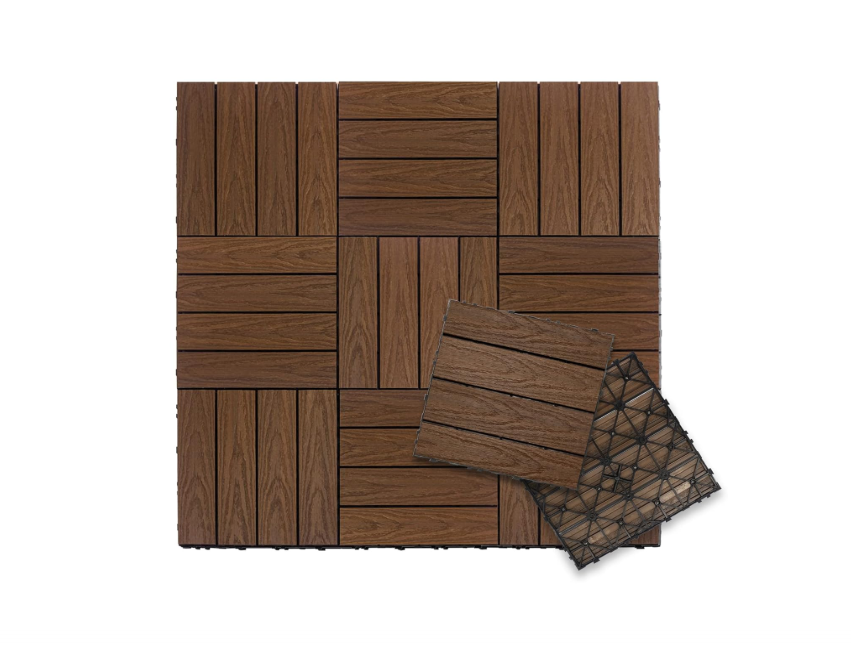 NewTechWood UltraShield Naturale 1 ft. x 1 ft. Quick Deck Outdoor Composite Deck Tile in Brazilian Ipe (10 sq. ft. per Box)