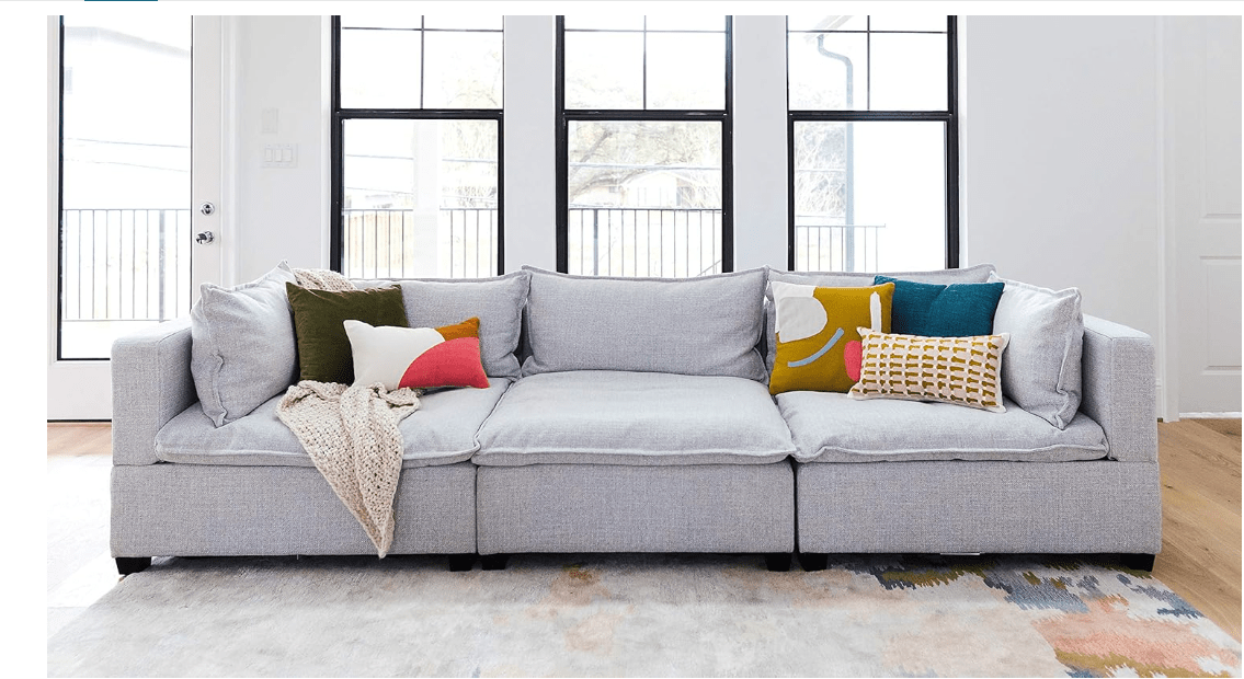  ALBANY PARK Kova Modern Modular Sectional, Sofa 121", Light Grey