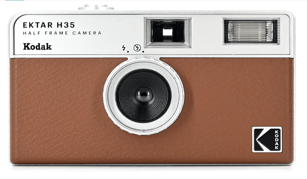 KODAK EKTAR H35 Half Frame Film Camera, 35mm, Reusable, Focus-Free, Lightweight, Easy-to-Use (Brown) (Film & AAA Battery are not Included)
