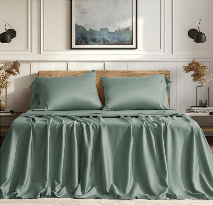 
EVERGRACE Tencel Sheet Set King Size 4 Pieces，Soft Cooling Bed Sheets for Hot Sleepers, Eucalyptus Lyocell Luxury Breathable Bedding Set, 1 Fitted Sheet, 1...