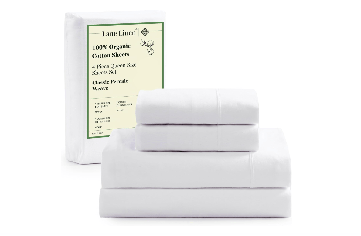 
LANE LINEN Eco Friendly 100% Organic Cotton Queen Sheet Set, Soft & Comfy Fully Elasticized 15" Deep Pocket Bed Sheets, Low Pill Naturally Cooling...