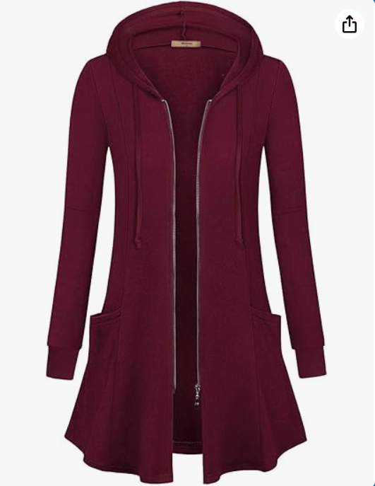 Miusey Womens Zip Up Long Hoodie Jacket Lightweight Tunic Sweatshirt Open Front Cardigan