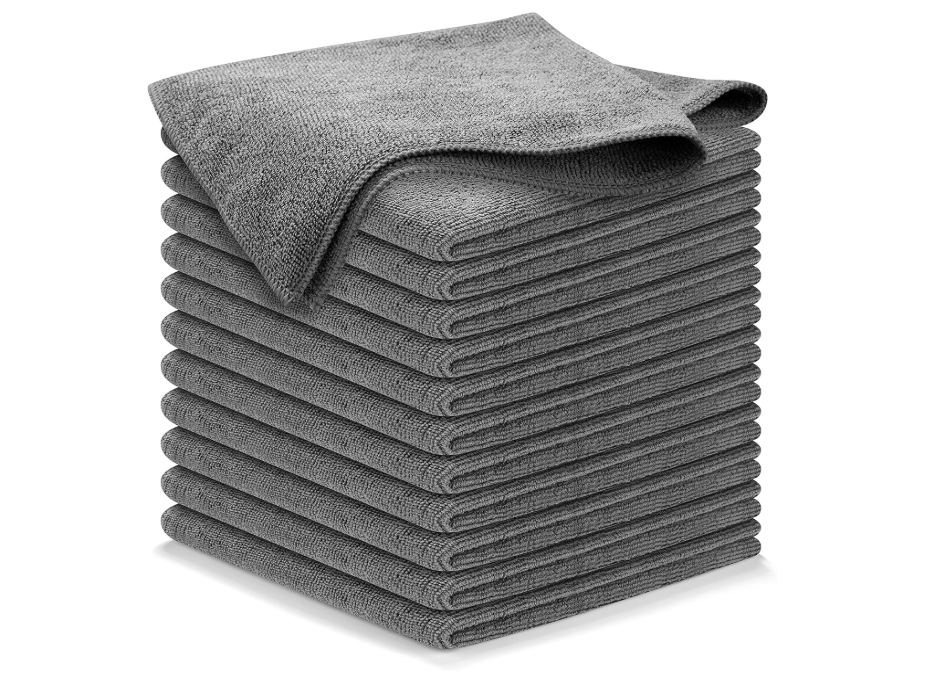 
USANOOKS Microfiber Cleaning Cloth Grey - 12 Pcs (12.5"x12.5") - High Performance - 1200 Washes, Ultra Absorbent Microfiber Towel Weave Grime &...
