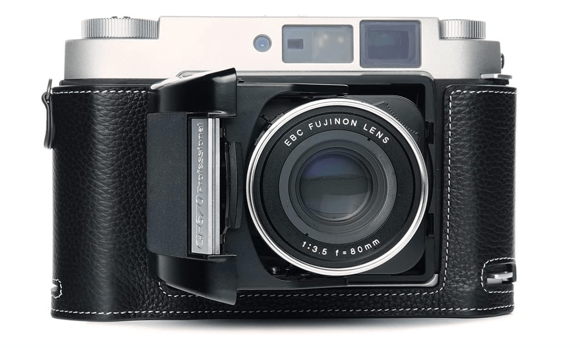  GF670 GF670W Case, BolinUS Handmade Genuine Real Leather Half Camera Case Bag Cover for Fujifilm Fuji GF670 GF670W Voigtlander Bessa III 667 667W Film