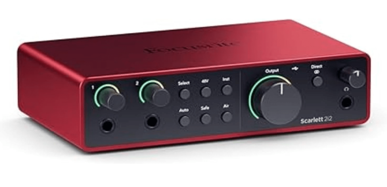 
Focusrite Scarlett 2i2 4th Gen USB Audio Interface for Recording, Songwriting, Streaming and Podcasting — High-Fidelity, Studio Quality Recording, and All