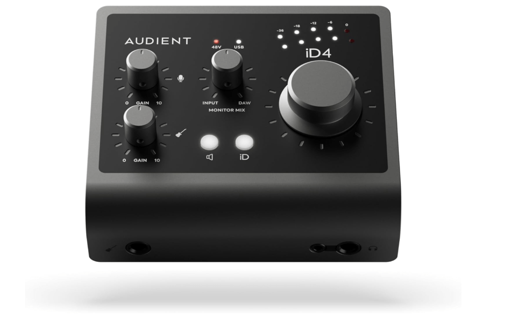 
Audient Audio Interface iD4 MKII, Class A Console Microphone Preamp (High Speed USB-C, Monitor Mix and Monitor Panning Function, 2 Headphone Outputs
