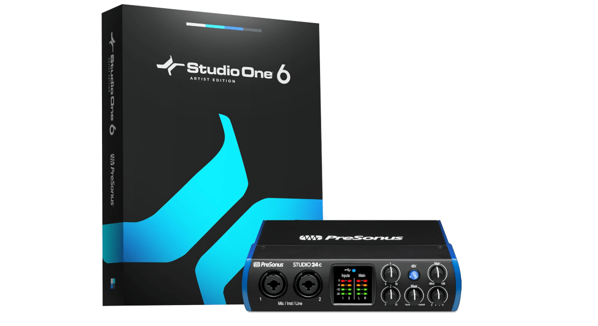 
PreSonus Studio 24c 2x2, 192 kHz, USB Audio Interface with Studio One DAW Recording Software