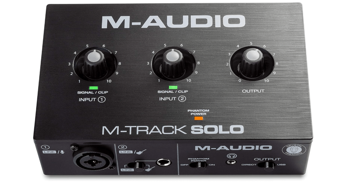 
M-Audio M-Track Solo – USB Audio Interface for Recording, Streaming and Podcasting with XLR, Line and DI Inputs, Plus a Software Suite Included