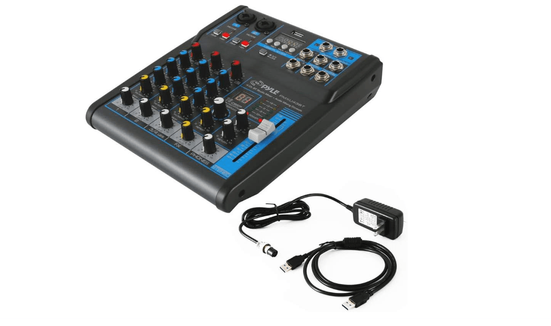 
Pyle Professional Audio Mixer Sound Board Console System - Interface 4 Channel Digital USB Bluetooth MP3 Computer Input 48V Phantom Power Stereo DJ Studio