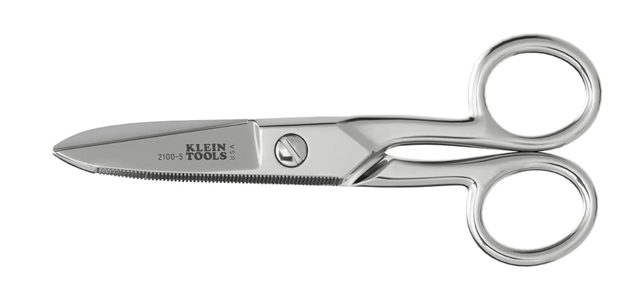 
Klein Tools 2100-5 Tijeras para electricista, fabricadas en Estados Unidos, tijeras compactas de 5.25 pulgadas para corte resistente y trabajo de bajo