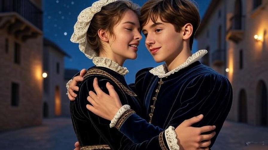 Timeless Romeo and Juliet love story illustration for student engagement