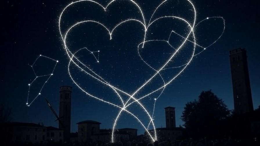 Star-crossed constellations symbolizing love versus fate in Romeo and Juliet tragic poetry