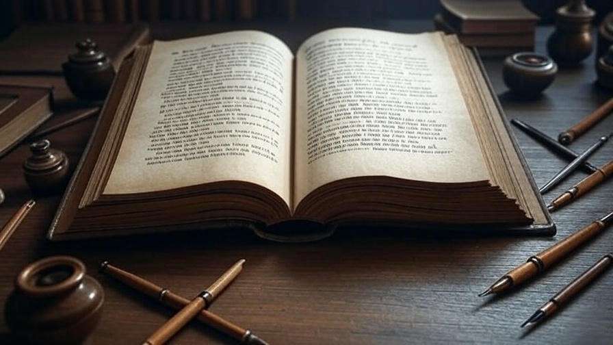 Vintage open book illustrating Shakespearean poetic language and dramatic structure in Romeo and Juliet.