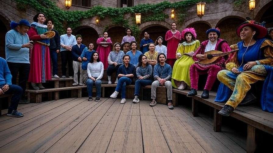 International theatergoers using earphones and Theater Ears app on smartphones