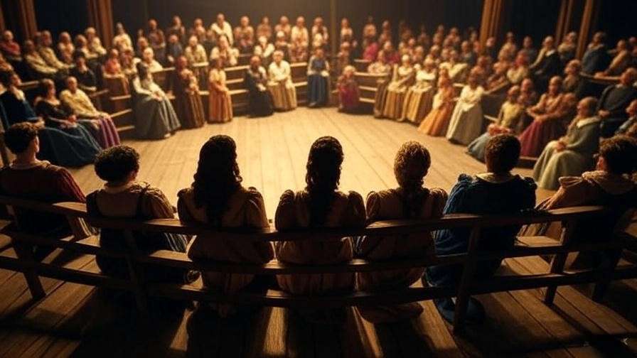Elizabethan audience watching Romeo and Juliet performance in historical theater
