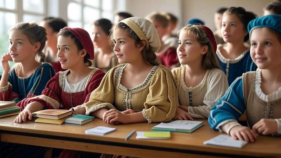 Students reenacting the balcony scene in a classroom for Romeo and Juliet Act 2