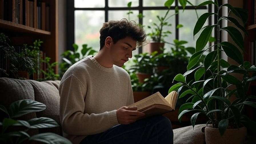 Person reading Shakespeare in cozy nook symbolizing passage play for enthusiasts.