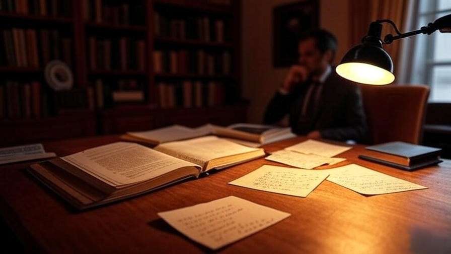 Cozy study with an open Shakespeare playbook and notes, representing analysis of death themes