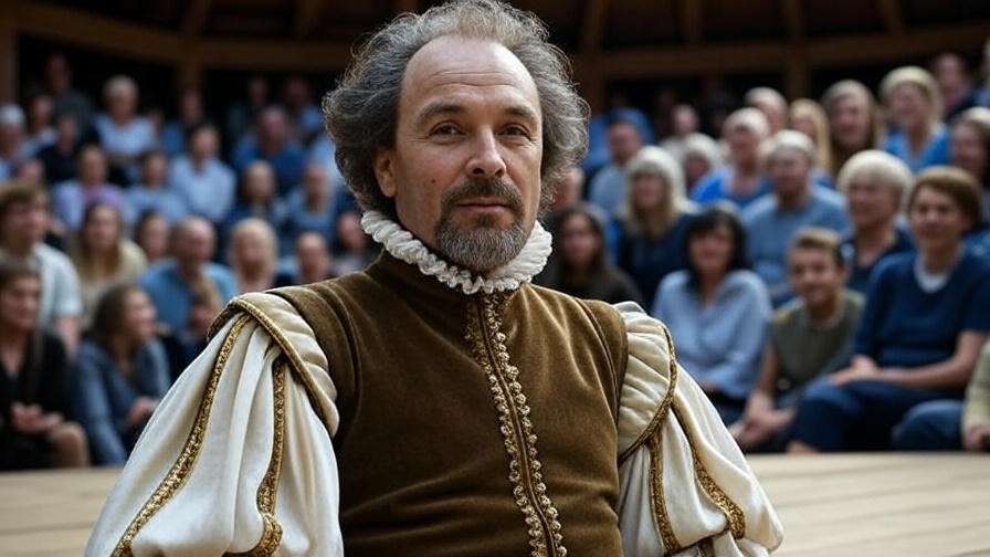 Modern Globe Theatre performance with interactive contemporary audience