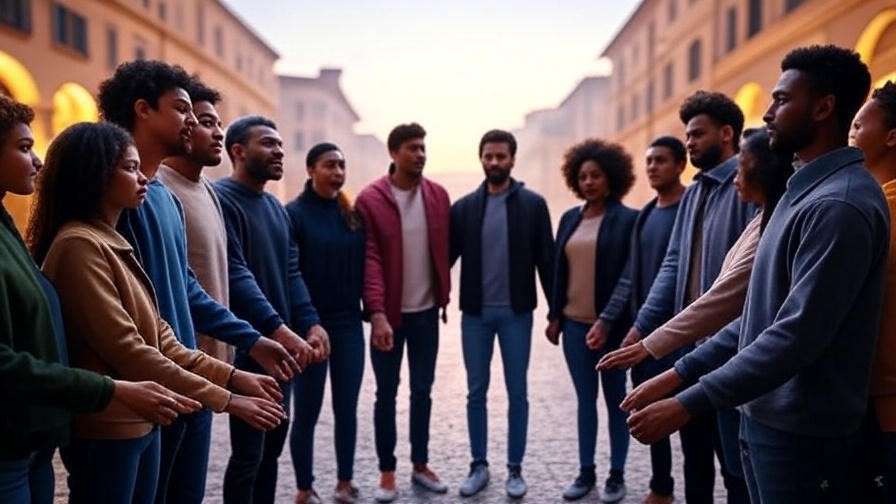 Modern Verona with diverse people symbolizing Romeo and Juliet Act 1 themes