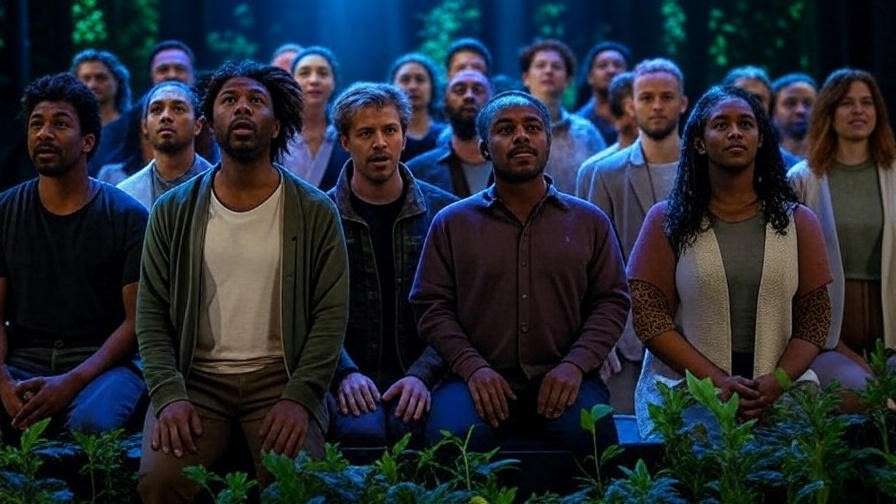 Modern LED lighting in inclusive Shakespearean theatre adaptation for diverse audiences