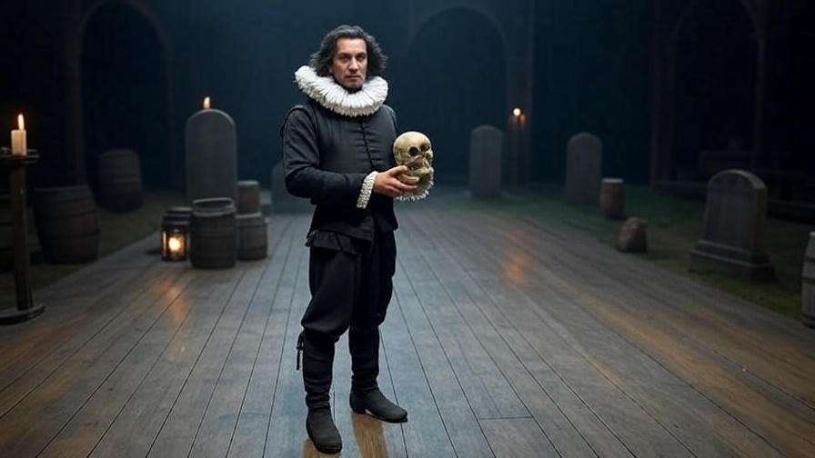 Actor with Yorick’s skull on stage,