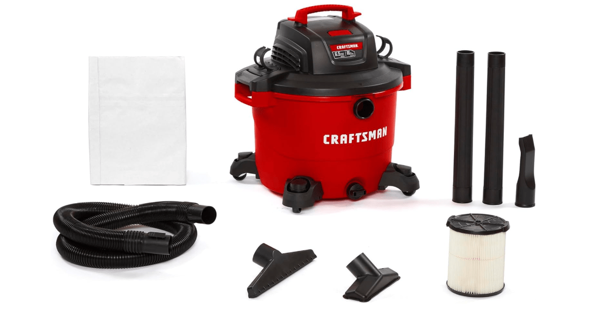 CRAFTSMAN CMXEVBE17595 16 Gallon 6.5 Peak HP Wet Dry Vac, Heavy-Duty Shop Vacuum Wet and Dry with Filter, Dust Bag, Hose and Attachments for Home Projects