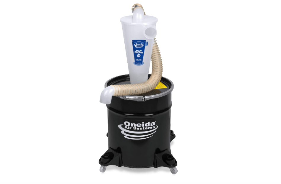 Oneida Air Systems Dust Deputy 2.5 Deluxe Cyclone Separator Kit with 10-Gallon Mobile Steel Dust Bin for Wet/Dry Shop Vacuums (DD 2.5 Deluxe 10-Gal)