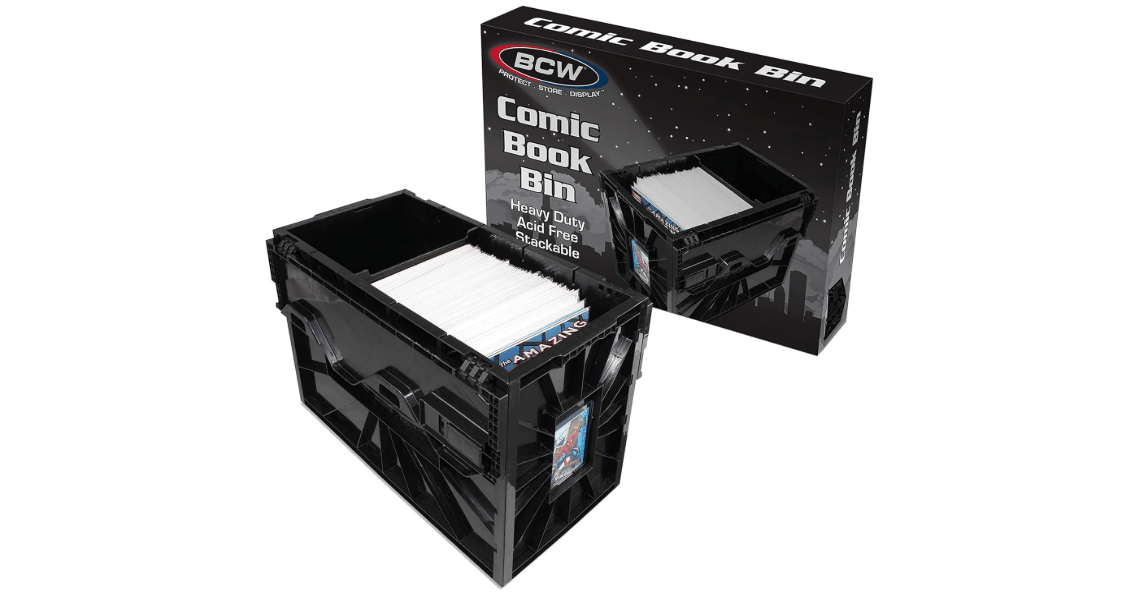 
BCW Comic Bin, Black - Holds 150 Comics, Acid Free Storage and Organizer, Heavy Duty Plastic, Stackable, Includes Partition