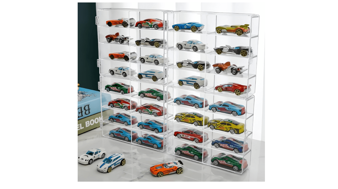 
Hot 1/64 Scale Matchbox Wheels Toy Car Display Case Holds 32 Toy Cars Storage Organizer，Dustproof，Clear Matchbox Toy Car Display Box 6.5 X 7.5 X 1.6 inches 4pcs