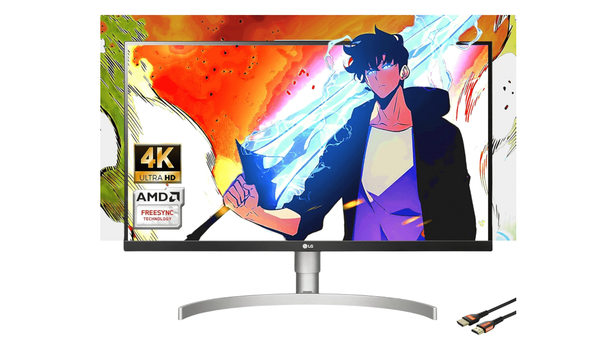 LG Ultrafine 27-Inch 4K UHD IPS Monitor with HDR10 with VESA DisplayHDR 400, AMD FreeSync, and Type-C, White,Silver