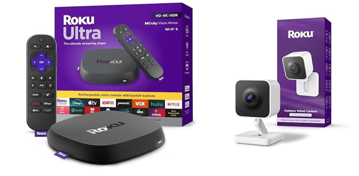 
Roku Ultra 2024 - Ultimate Streaming Player - 4K Streaming Device for TV with HDR10+ Roku New Outdoor Camera 2024 - Home Security - IP65 Weather Resistant