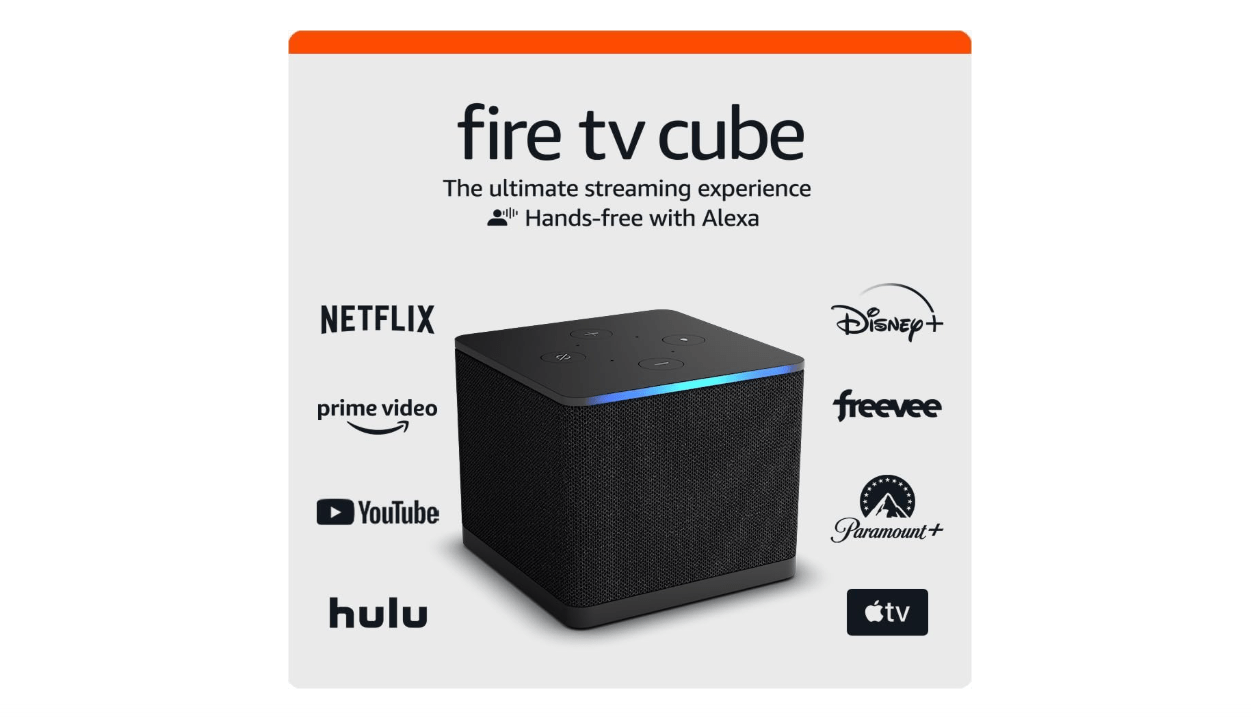 
Amazon Fire TV Cube (newest model) with AI-powered Fire TV Search, Hands-free streaming device with Alexa, Wi-Fi 6E, 4K Ultra HD   2022