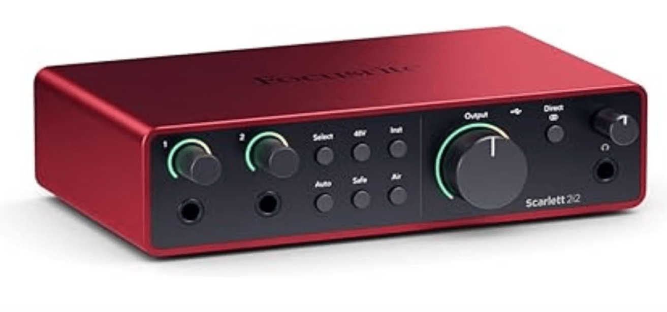Focusrite Scarlett 2i2 4th Gen USB Audio Interface for Recording, Songwriting, Streaming and Podcasting — High-Fidelity, Studio Quality Recording, and All