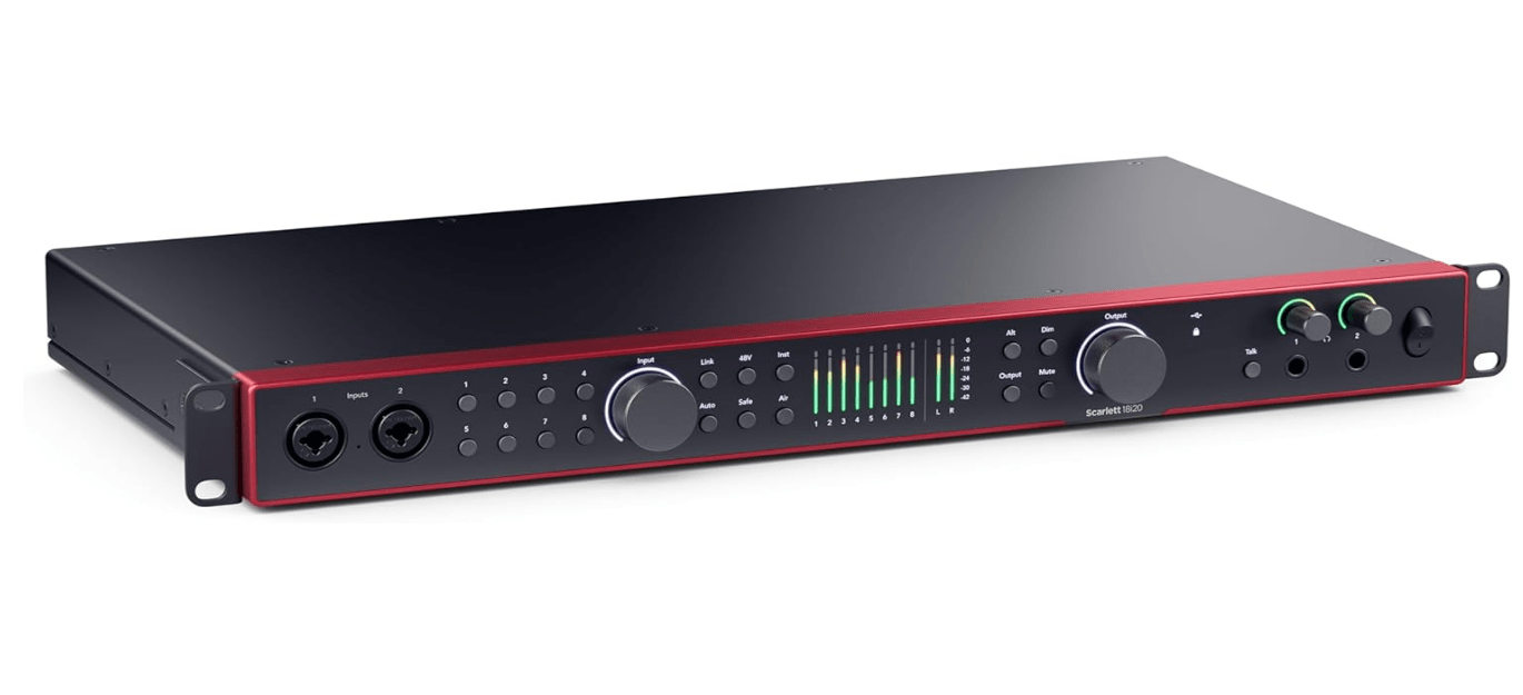 Focusrite Scarlett 18i20 4th Gen USB Audio Interface, for Multitrack Recording, Music Production and Podcasting — High-Fidelity, Studio Quality Recording