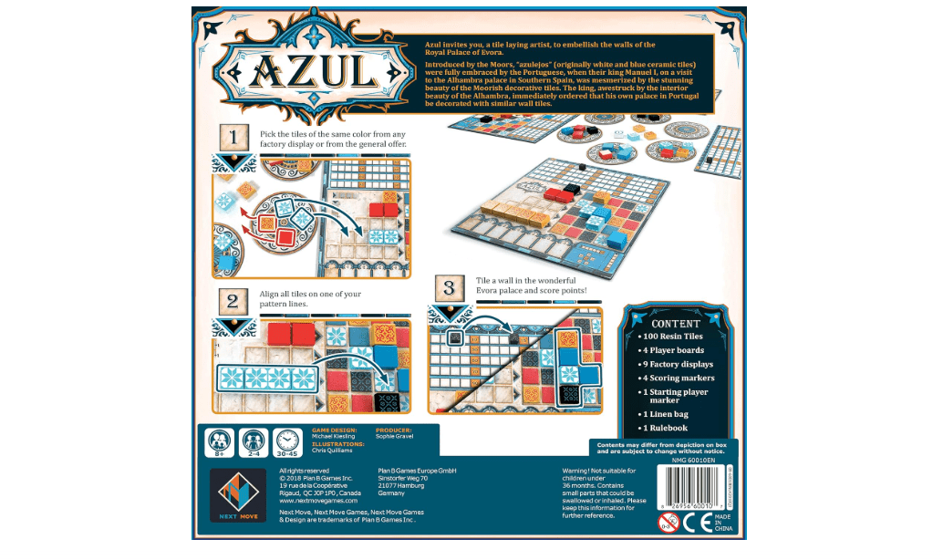 
Asmodee Azul Board Game - Award-Winning Tile-Placement Strategy Game, Beautiful Mosaic Art, Family Fun for Kids & Adults, Ages 8+, 2-4 Players, 30-45