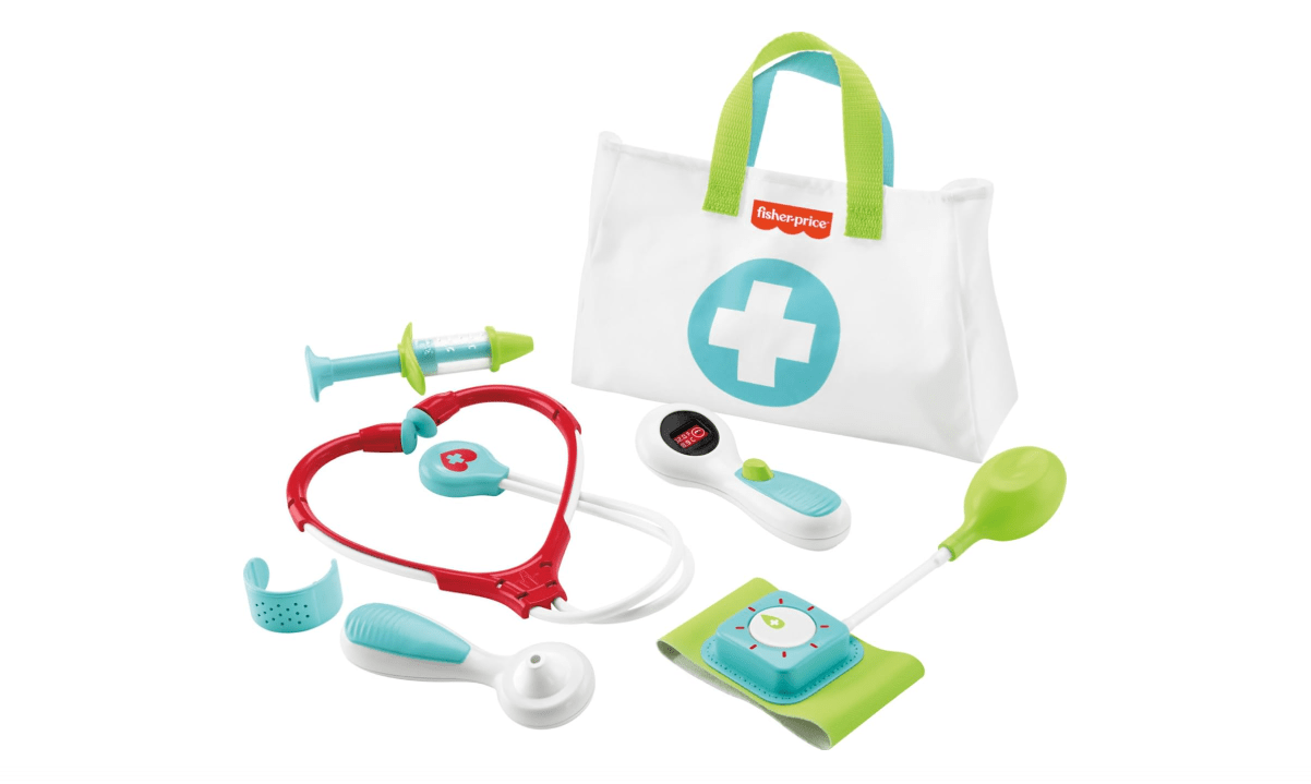 
Fisher-Price Preschool Pretend Play Medical Kit 7-Piece Doctor Bag Dress Up Toys for Kids Ages 3+ Years