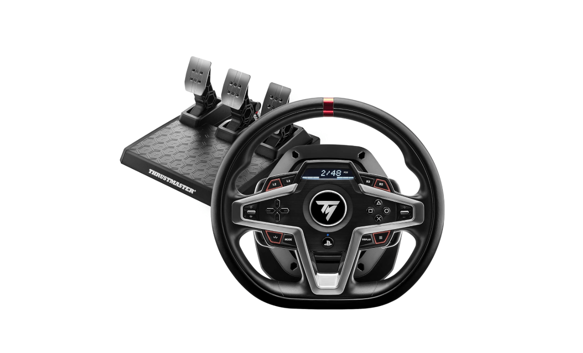 Thrustmaster T248, Racing Wheel and Magnetic Pedals, HYBRID DRIVE, Magnetic Paddle Shifters, Dynamic Force Feedback, Screen with Racing Information (PS5,...