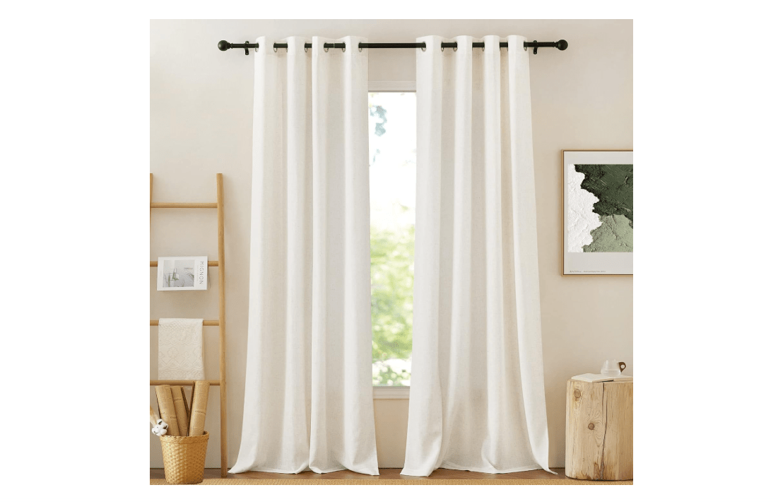 
NICETOWN Flax Linen Curtains for Windows 84 inch Length, Grommet Semi Sheer Vertical Drapes Privacy Added with Light Filtering for Bedroom/Living Room, W52...