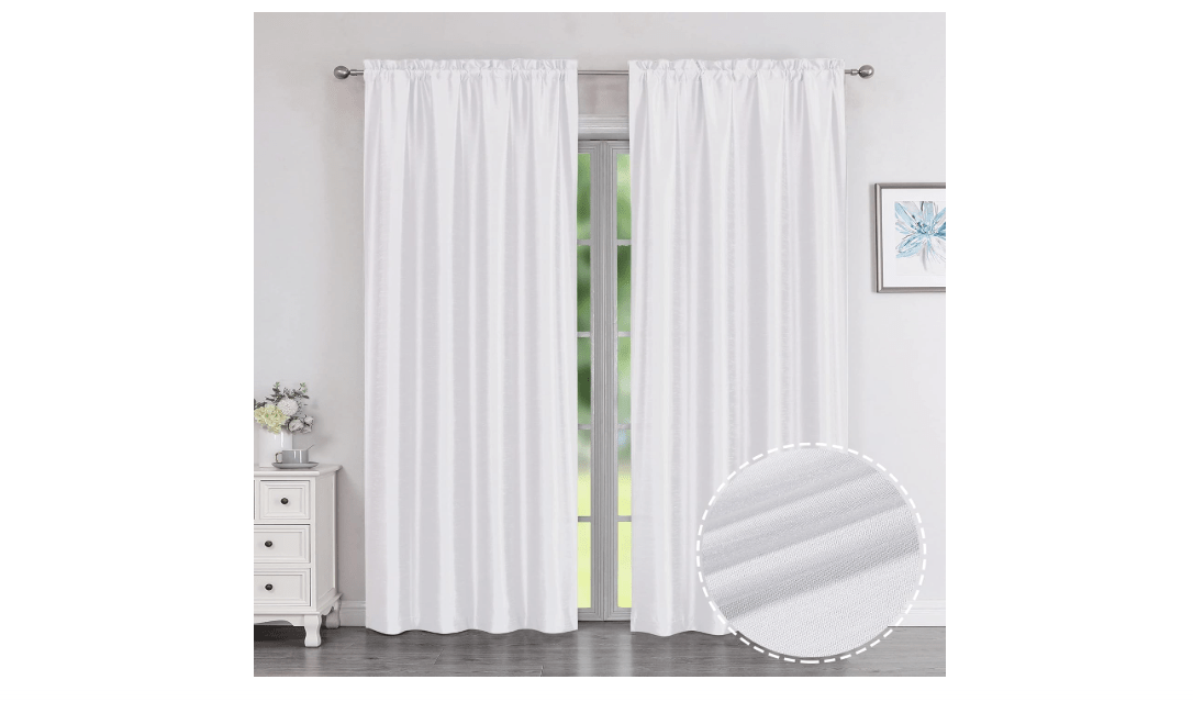 
Chyhomenyc Uptown Faux Silk White Curtains 84 Inch Length 2 Panels for Bedroom, Light Filtering Soft Shiny Fabric Rod Pocket Window Drapes for Living Room,...