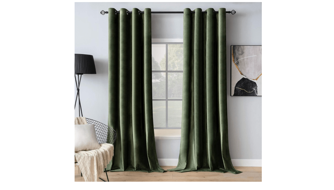 
MIULEE Velvet Curtains Olive Green Elegant Grommet Curtain Thermal Insulated Soundproof Room Darkening Curtains/Drapes for Classical Living Room Bedroom...