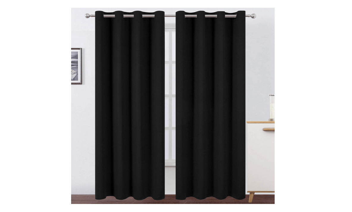 
LEMOMO Blackout Curtains 52 x 84 inches Long Black Curtains Set of 2 Panels Thermal Insulated Room Darkening Curtains for Bedroom