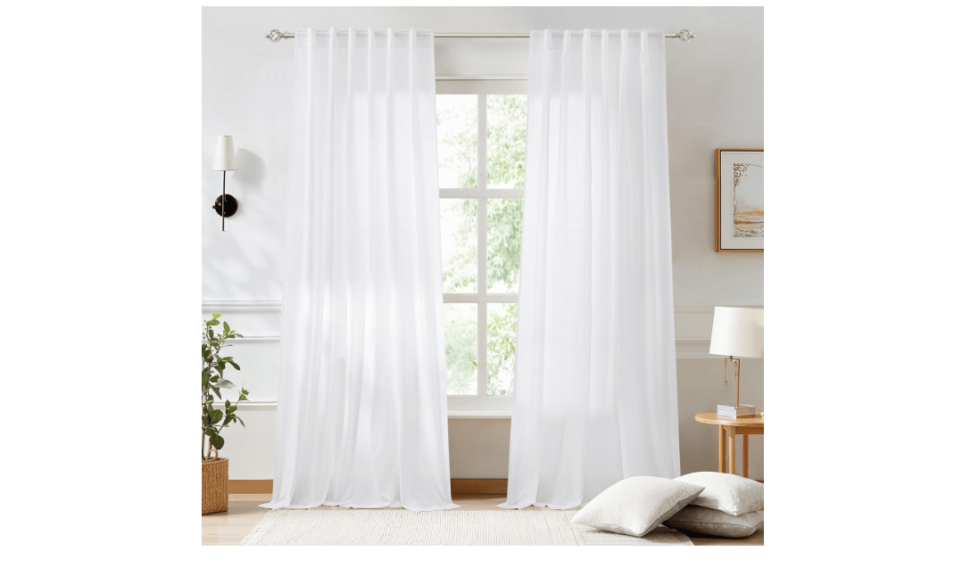 
NICETOWN Non-See-Through White Sheer Curtains 96 inches Long 2 Panels, Privacy Rod Pocket & Back Tab Window Drapes Light Filtering for Bedroom/Living...